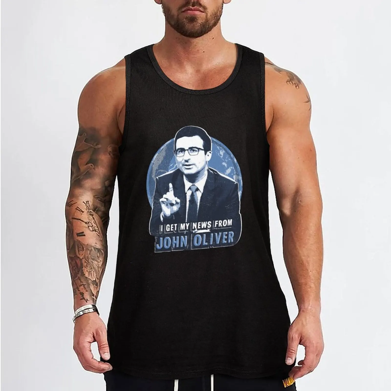 I get my news from John Oliver Tank Top muscular man mens clothing Working vest