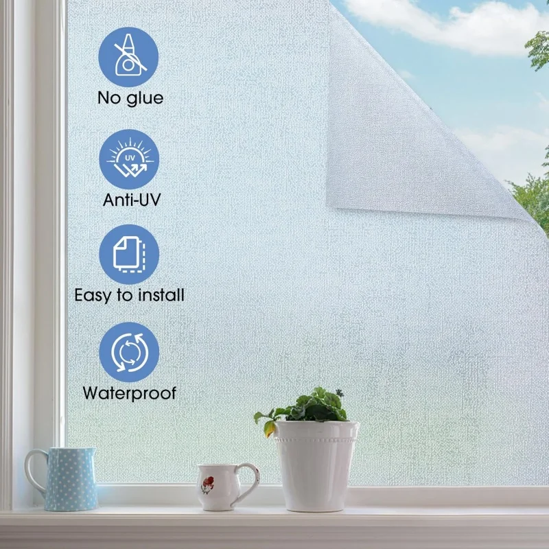 

Статическая липкая конфиденциальная пленка из матового стекла — защищенные от выглядывания, жары и ультрафиолета оконные/двери, идеально подходят для дома, офиса, ванной комнаты