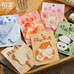 30 Pcs Cute Sticky Notes Lotus Cat Butterfly Sticky Notes Animals Shape Markers Flags Self-Stick Memo Pads Students Home Office