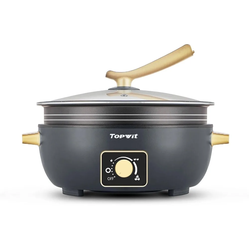 2024 New Pot 5L with Adjustable Power Control, Removable Nonstick Electric Frying Pan, 12” Deep Dish Multifunction