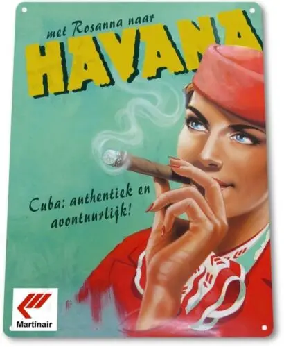 Havana Cigars Tobacco Smoking Retro Vintage Wall Decor Man Cave Metal Large