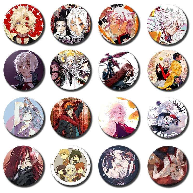 Anime D.Gray-man Jewelry Badges Lenalee Lee Allen Walker Yu Kanda Cosplay Brooch Cartoon Role Button Pins for Bag Hat Ornaments