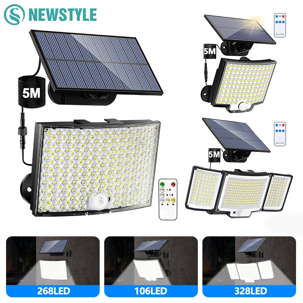 

348 светодиодных солнечных светильников с датчиком движения для улицы, 3 режима, IP65, водонепроницаемые, на солнечной энергии, прожекторы для сада, двора, патио, охранные светильники