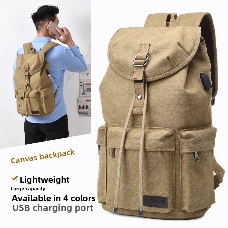 

Retro Men's Canvas Bapa Large Capaci Outdoor Casual Travel Bag Middle School Student Bookbag Trendy Leisure Bapa