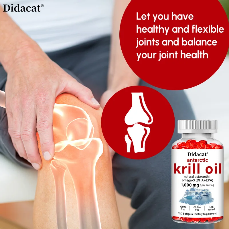 

Antarctic Krill Oil 1000mg Per Serving, with Omega 3 Phospholipids & Astaxanthin - Non-GMO & Gluten Free - 30/60/120 Capsules