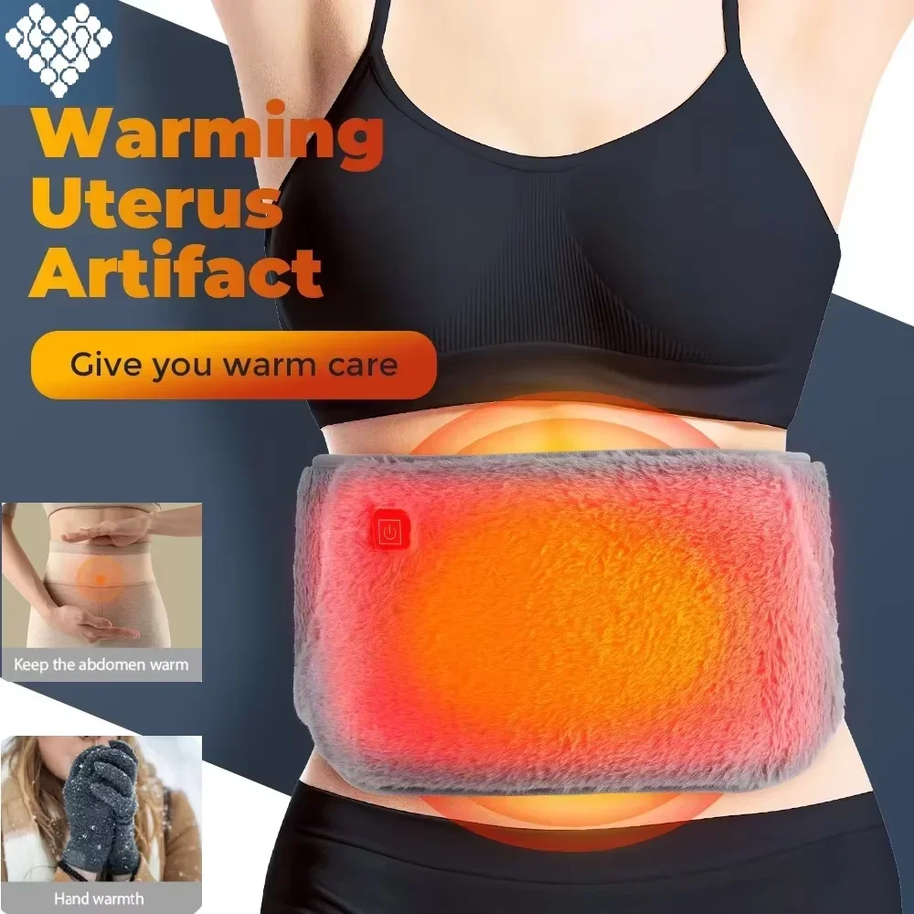 USB Powered Heating Waist Massager Belt Hand Warmer Electric Heating Pad for Abdominal Menstrual 3 Level Temperature Control