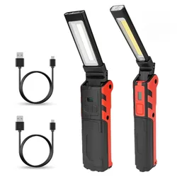Portable COB LED Work Light USB Rechargeable Flashlight Inspection Lamp with Magnetic Hook Power Bank Torch for Car Repair
