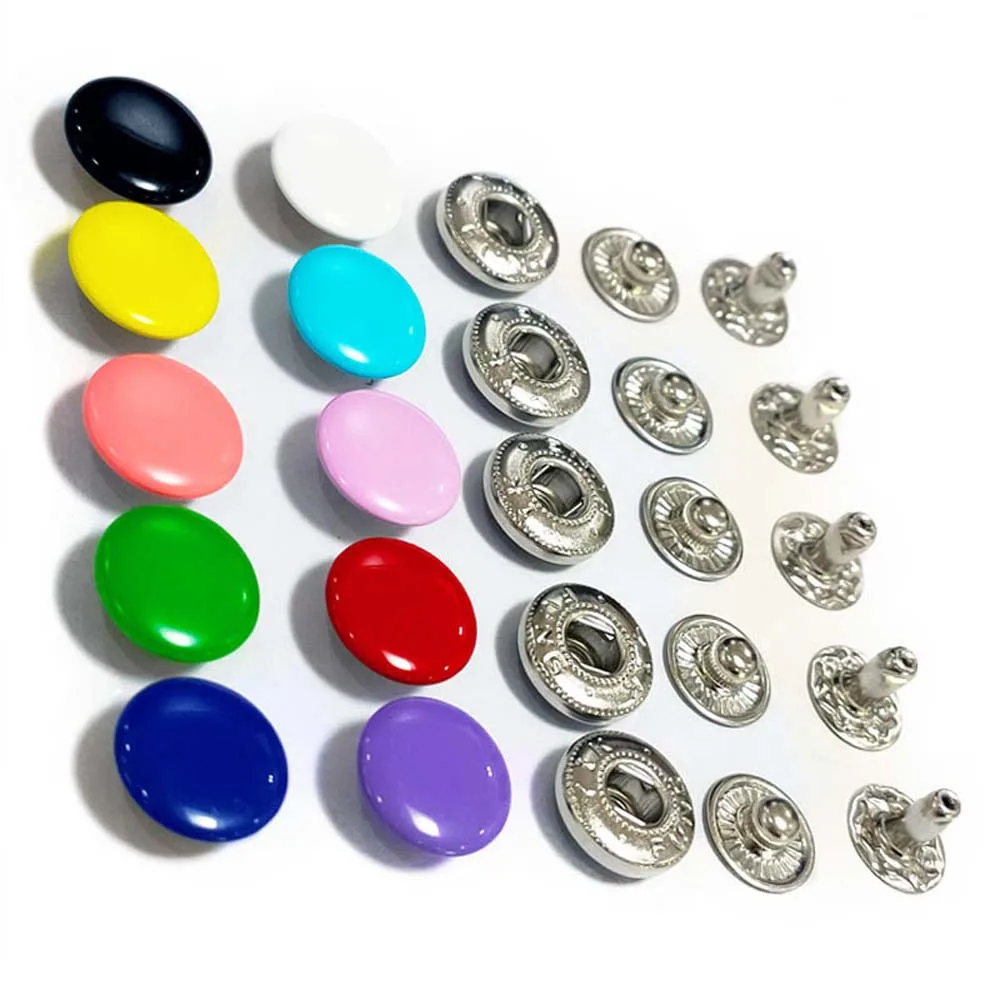 100Set Snap Fasteners Metal Snaps Press Button Studs Optional Installation Tools Kit Leathercraft Clothes Garment Bags Shoes