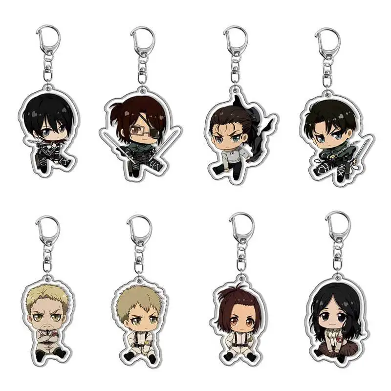 Attack on Titan Anime Levi Ackerman Eren Jaeger Keychain Cosplay Keychains Pendant Chain Key Ring Gifts