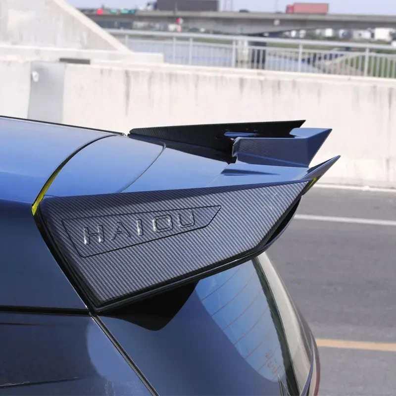 Car Roof Wing for BYD Dolphin Mini Spoiler Seagull EV 2023 2024 Black Carbon Surface Tail Fin Decoration Accessories