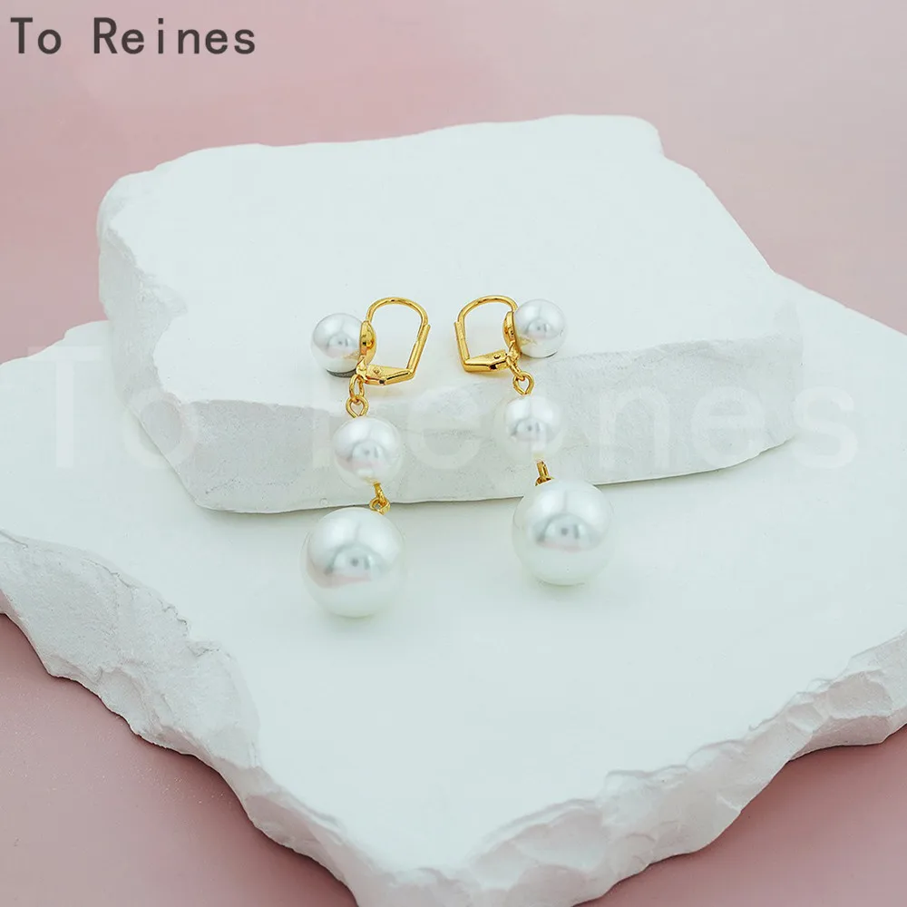 To Reines Europe Designer Brand Vintage Long White Pearls Earrings Luxury Woman High Quality Pendientes Jewelry Party Gift