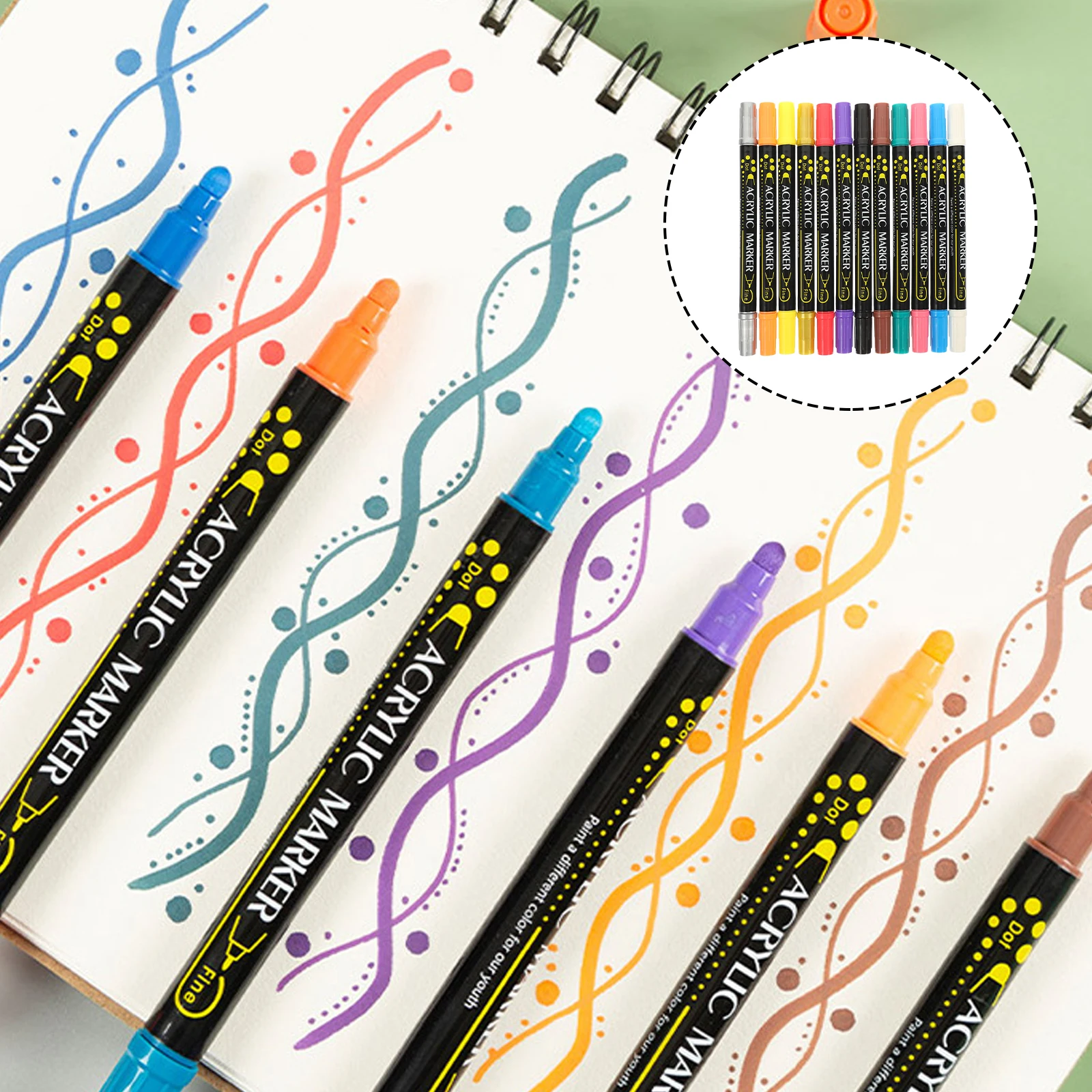 

12pcs Marker Pens Waterproof Multi-Function Drawing Pens for Kids Adults Durable Household Paint Markers Professional Art