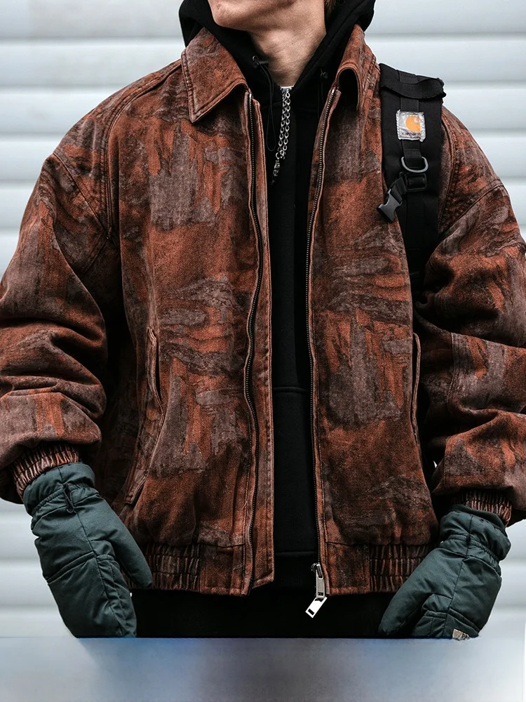 

Warm ort Men's down Jaet Waed Denim Faux Fur Lined Retro Sle Thiened Cotton Polyester Blend Zipper Closure Casual