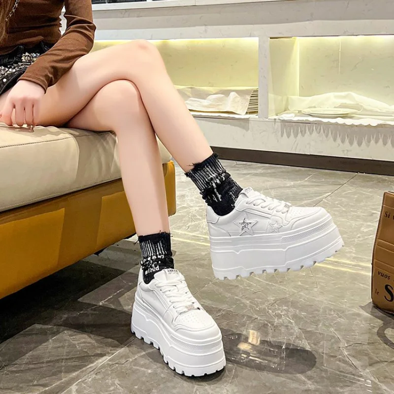 Ultra-Light Thick-Heeled Women's Sneakers Breathable Mesh Sports Casual Board Shoes Versatile Small Size Friendly