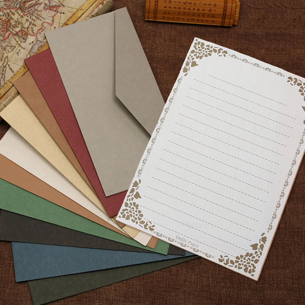 10Sets Solid Color Envelopes Invitation Cards Festival Messages Wear Resistant Small Space Saving for Writing Papers