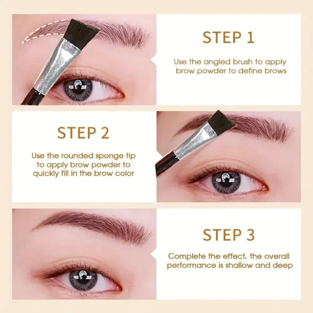 بودرة حواجب غير لامعة مزدوجة النغمة مع فرشاة لتشكيل الحواجب ثلاثية الأبعاد ومحيط الوجه، مزيج سهل، مقاوم للماء طويل الارتداء، مكياج شتوي لعيد الميلاد #3