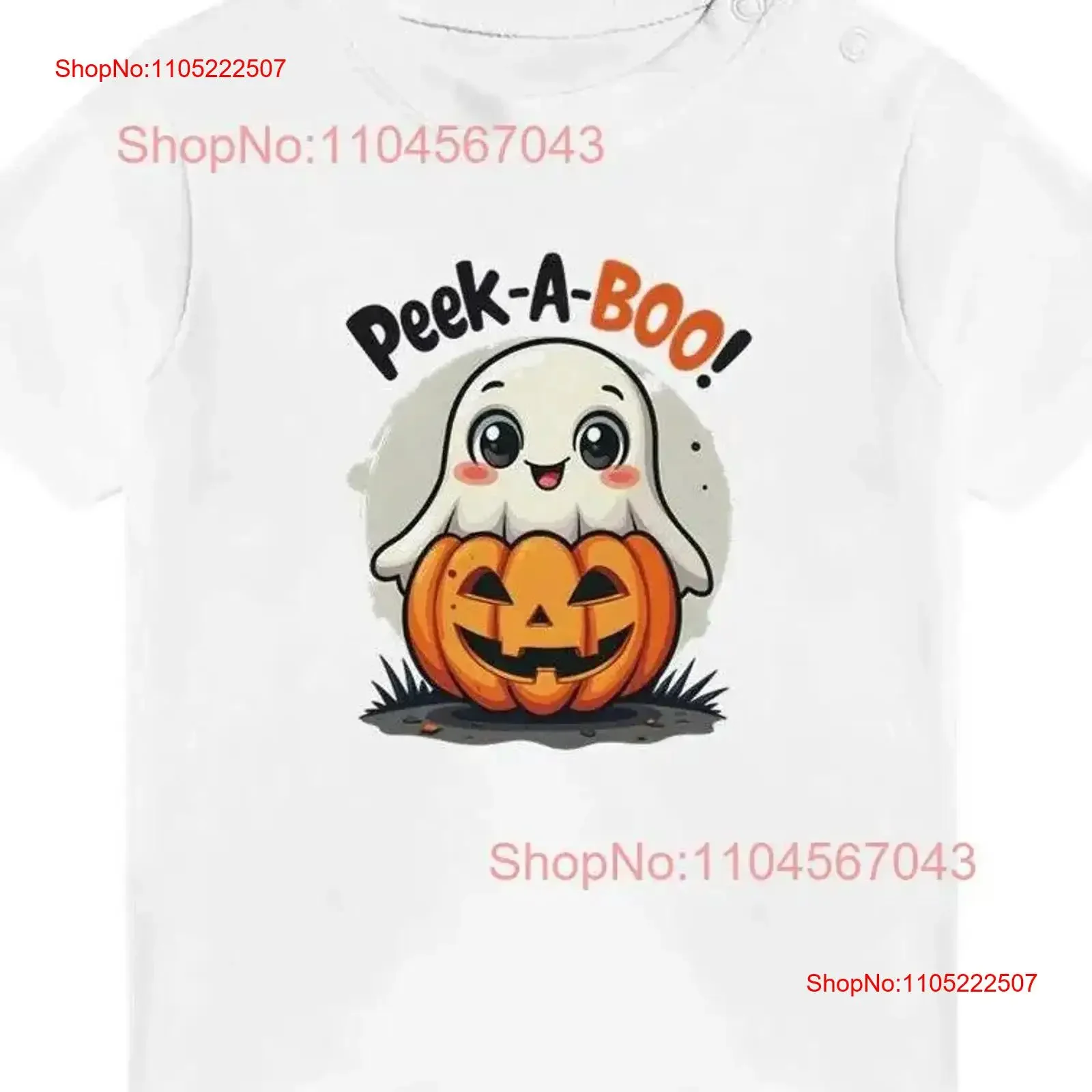 تي شيرت Peek A Boo Ghost Halloween اللطيف للأطفال كلاسيكي بياقة دائرية هدية بيضاء للأطفال برسومات ملابس كلاسيكية مغسولة #1