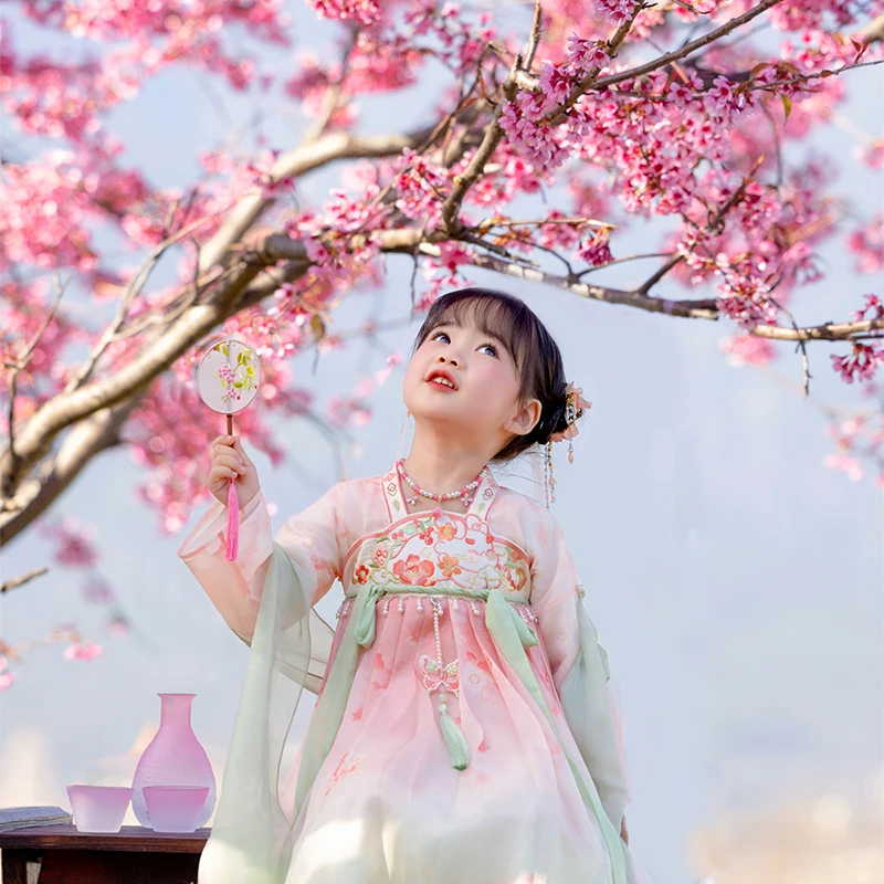 Hanfu Girls Spring Dress Baby Chinese Style Chest length Ru Skirt Little Girl Super Immortal Ancient Dress Children's Tang Dress