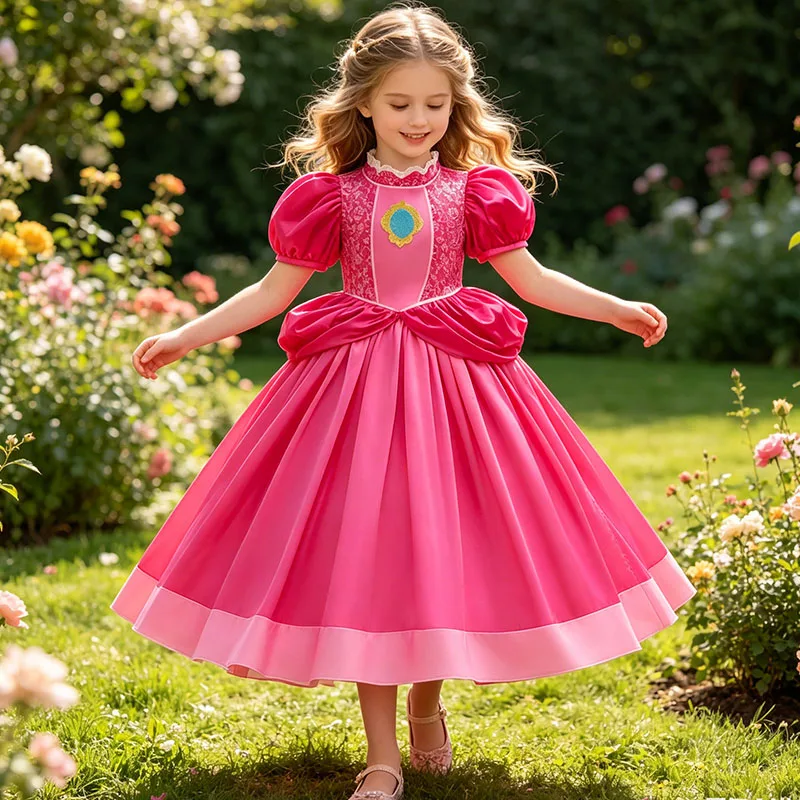 Easter Peach Dresses For Girls Rosalina Princess Costume Clothes Party Cosplay Halloween Carnival Birthday Dress Kids Vestidos