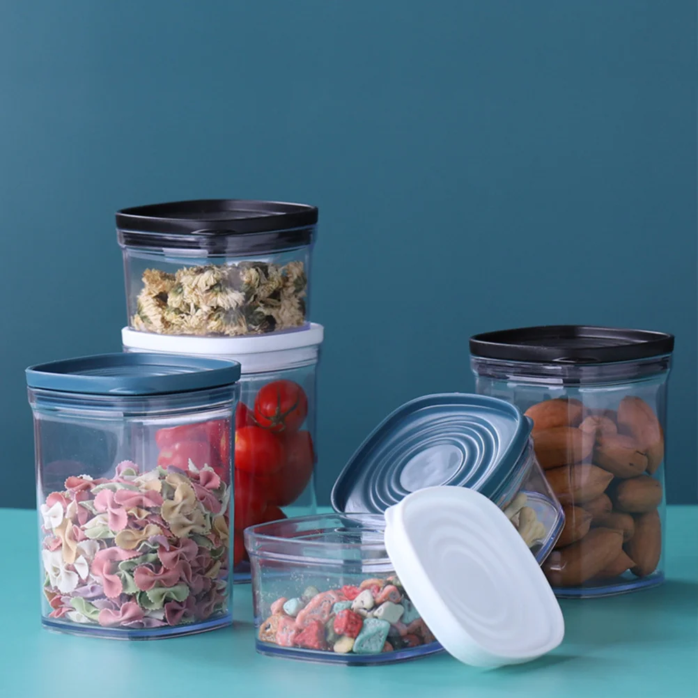 

2pcs Food Storage Container Clear Plastic Jar With Lid Airtight Thickened Portable For Dry Fruits Snacks Tea Coffee Biscuits