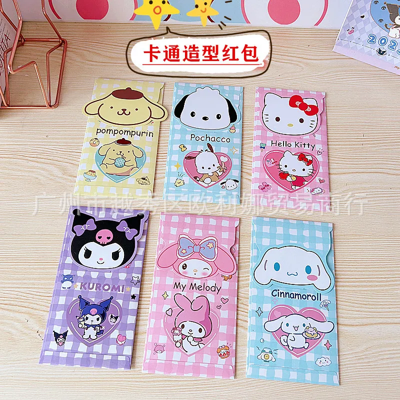 4Pcs Anime Melody Cinnamoroll Kuromi Cartoon Red Envelopes Cute New Year Hongbao Kids Lucky Money Gift Envelopes Red Packet