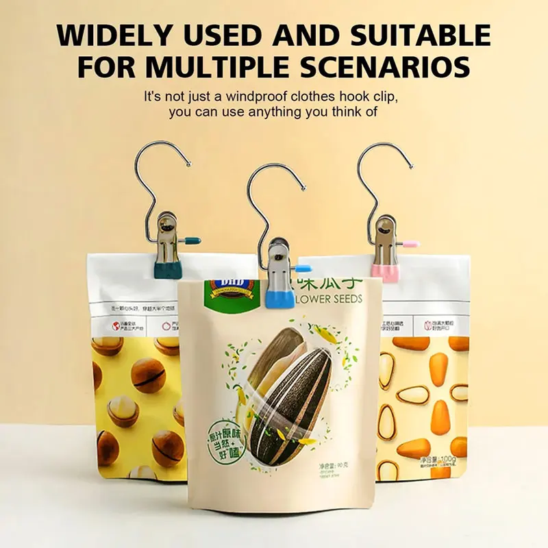 Stainless Steel Clothespins Laundry Clothes Pegs with Hook Pants Hanger Portable Hanging Clothes Clips Closet Clothes Organizer