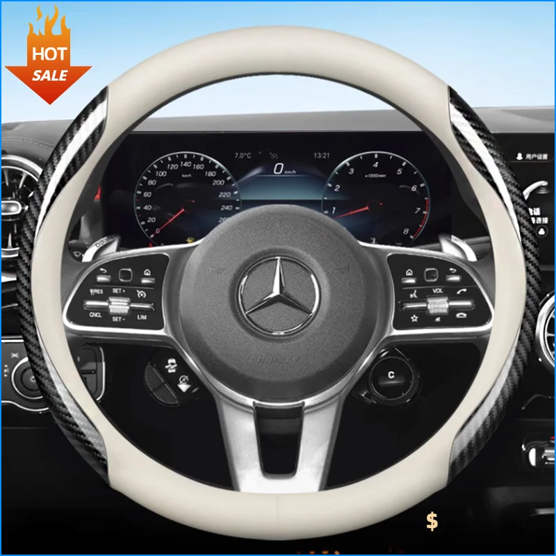 

Universal Car Steering Wheel Cover For 37-38cm Steer Wheel Faux Leather Breathable Car Wheel Cover Interior Auto Accessories