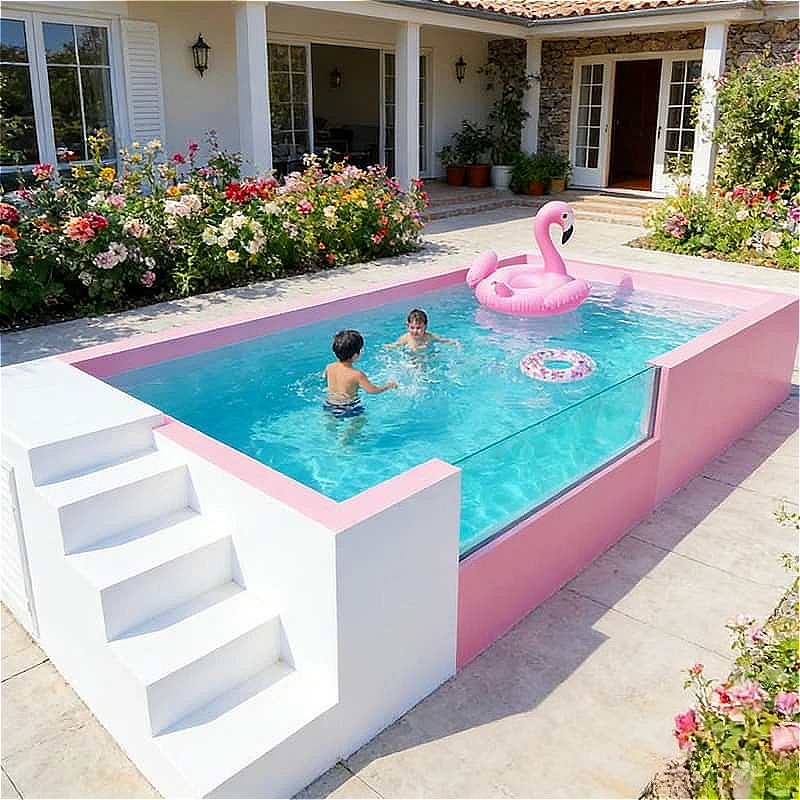 Large Container Swimming Pool 20ft 40ft Long Durable Outdoor Above Ground Swimming Container for Resort Family Customized Sale