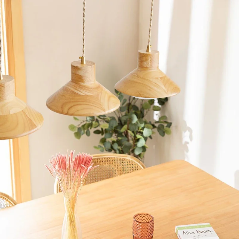 LED Pendant Lights Kitchen Island Lighting Dining Room Interior For Home Wooden Wabi Sabi Hanging Lamp Hanglamp