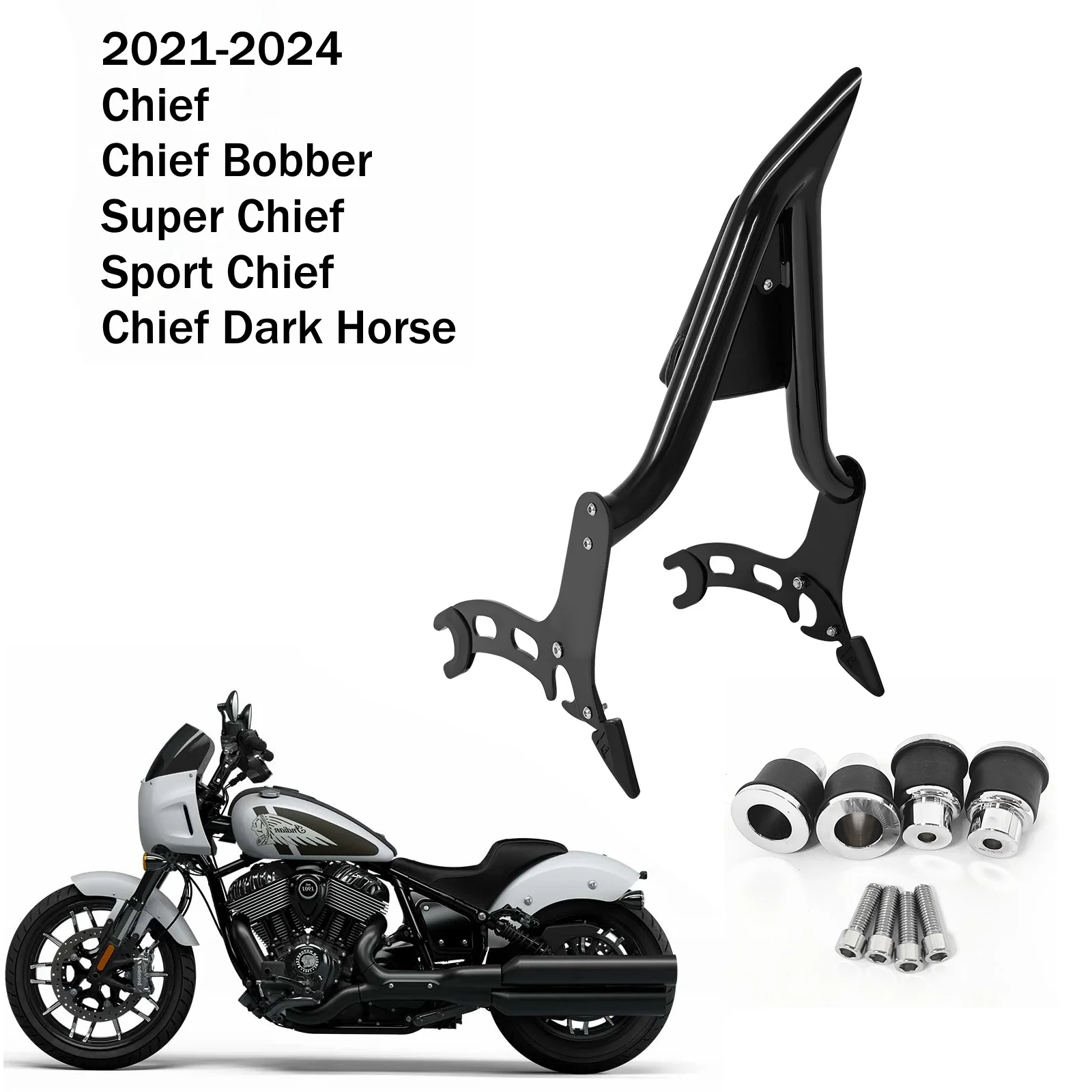 Indian Chief Backrest Sissy Bar With Spools for Bobber Dark Horse Super Chief Limited Sport Chief