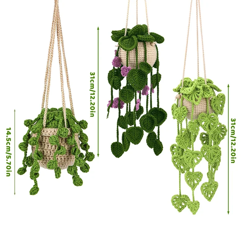 Crochet hanging plant kit with instructions easy hand-knitting yarn ball needle hook knitting tool accessories set