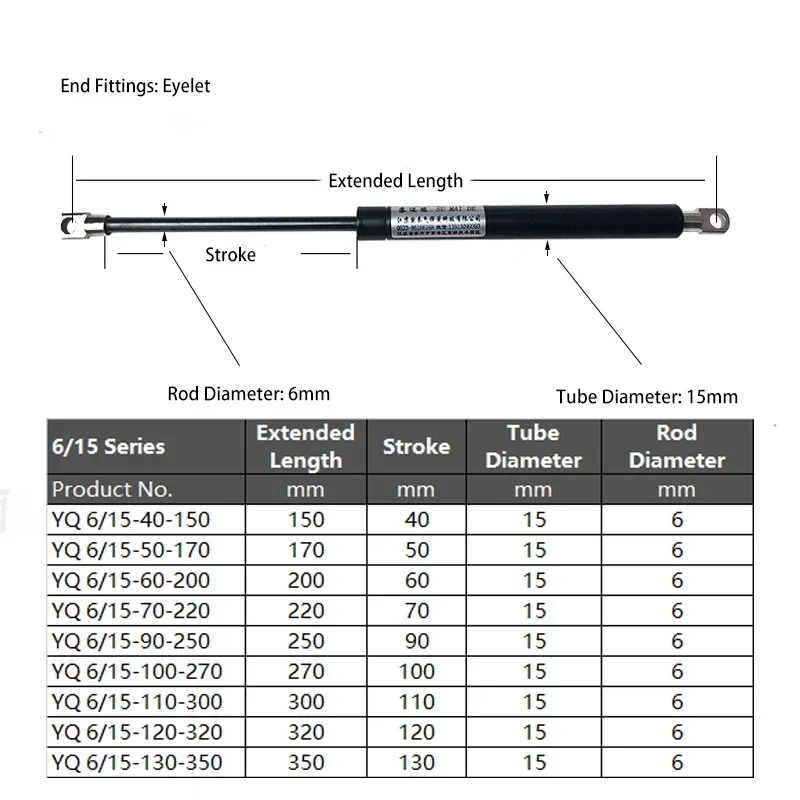 1 PC 150N/34LB Gas Struts with Steel Eyes Ends Gas Shocks Gas Spring Lift Supports Storage Bed Floor Hatch  Strut Bar Tool Boxes