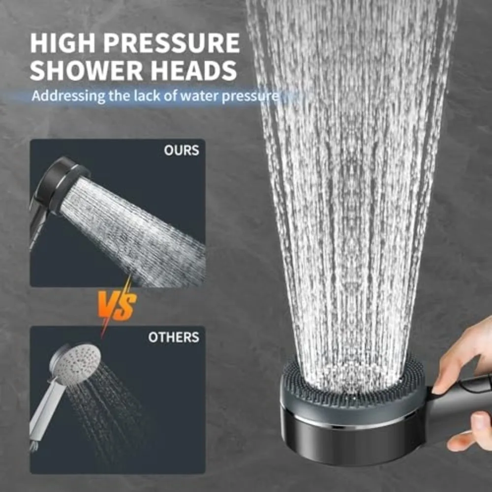 

4 Modes Shower Head with Filter Large Flow High Pressure Showerhead One-Key Stop Water Adjustable Rainfall Bathroom Accessories