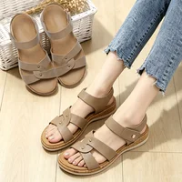Women Open Toe Flat Sandals Arch Support Adjustable Comfort Summer Beach Casual Walking Shoes