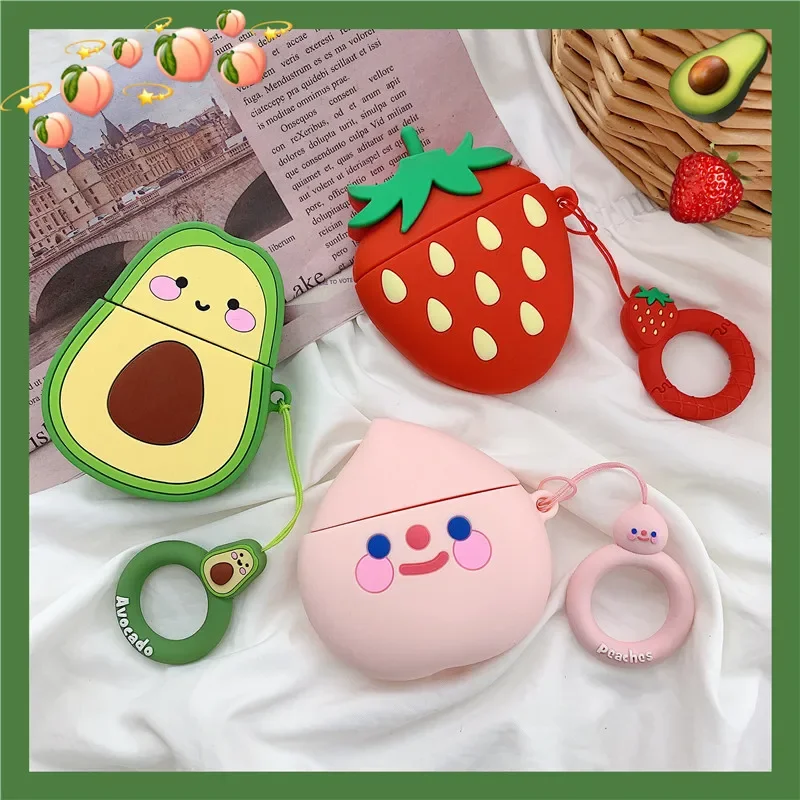 Avocado Strawberry Fruit Wireless Earphone Cover Silicone Earphone for AirPods 2 Protective Case for Apple Airpods Accessories