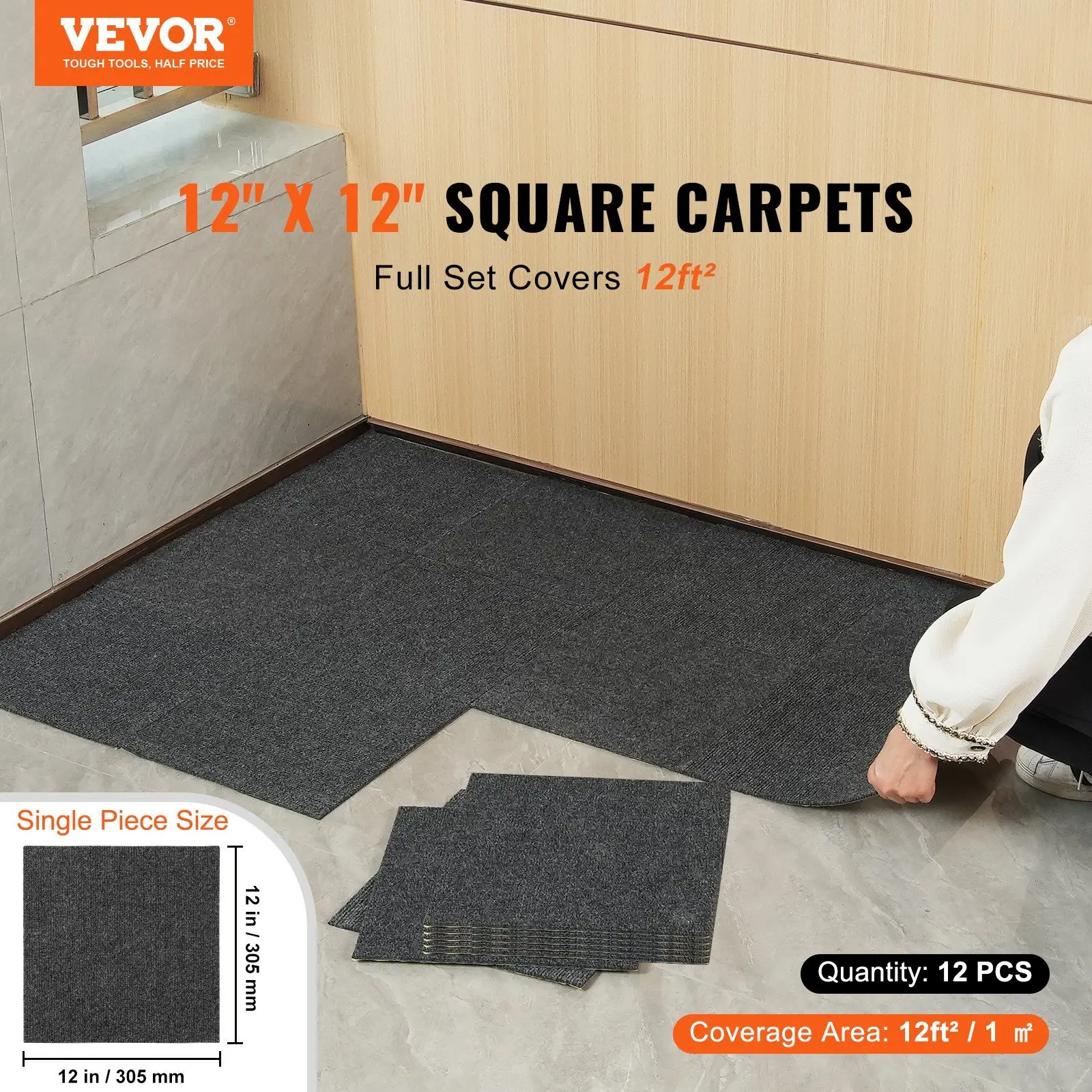 

NEW Carpet Tiles Peel and Stick, 12' x 12' Squares Self Adhesive Carpet Floor Tile, Soft Padded Carpet Tiles, Easy Install DIY