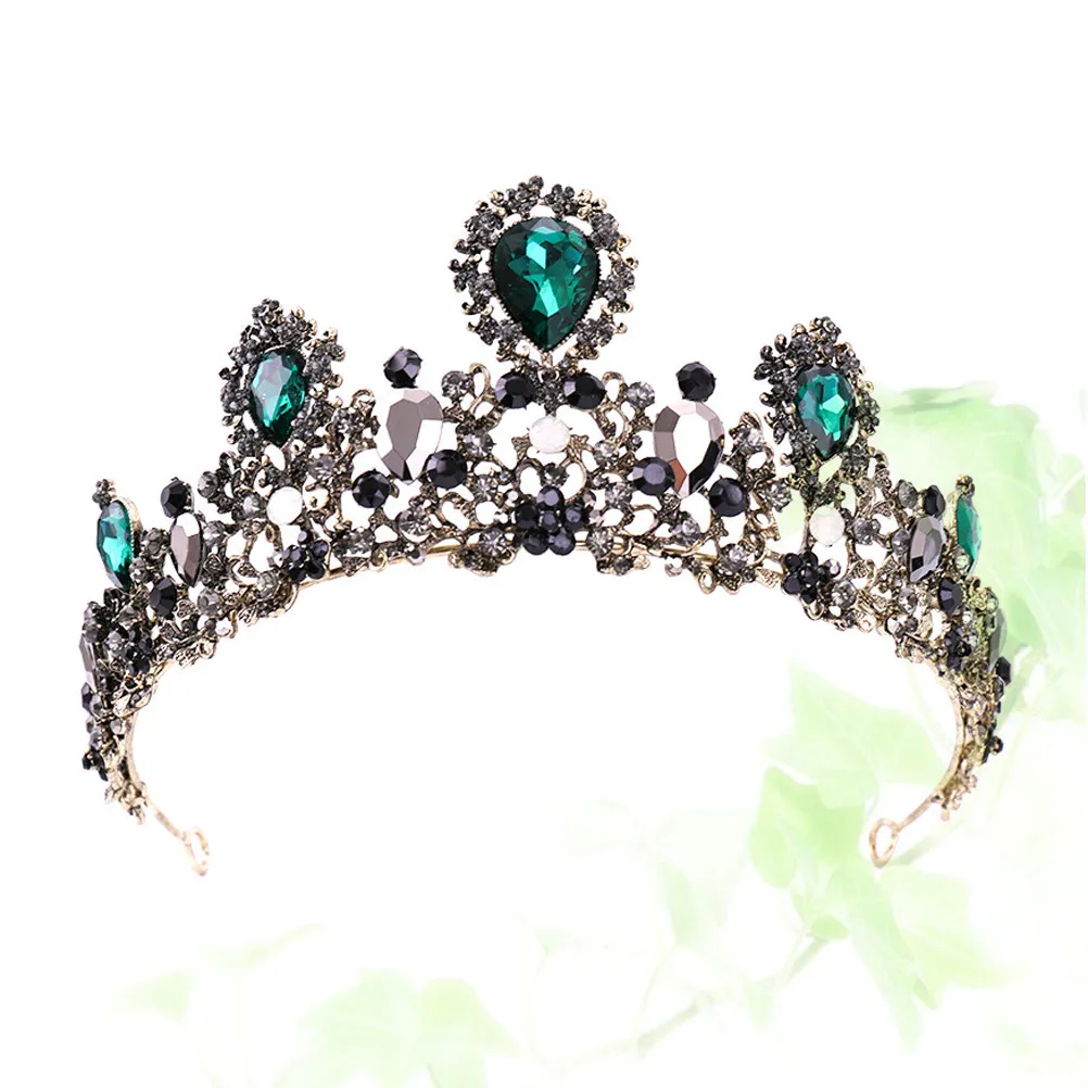 1Pcs Baroque Crown Large Classic Vintage Wedding Hair Bride Tiara Rhinestone Elegant Headdress Baroque Crown Wedding Hair