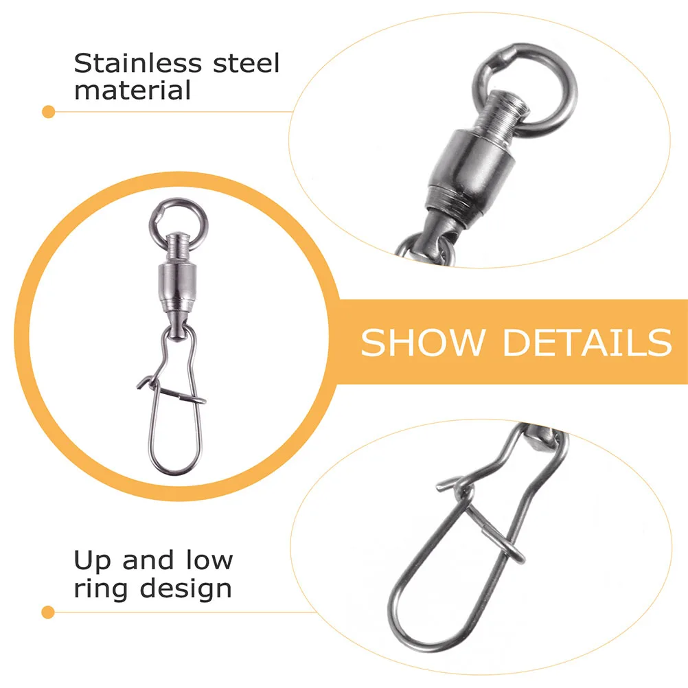 

20pcs Snap Stainless Steel Bearing Swivel Saltwater Tackle High Strength Snap Swivels Corrosion Resistance Outdoor
