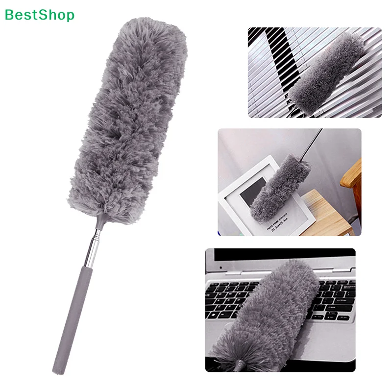 ★Retractable Duster Stainless Steel Long Handle Dusting Brush Car Household Cleaning Tools Microfiber Dust Brush