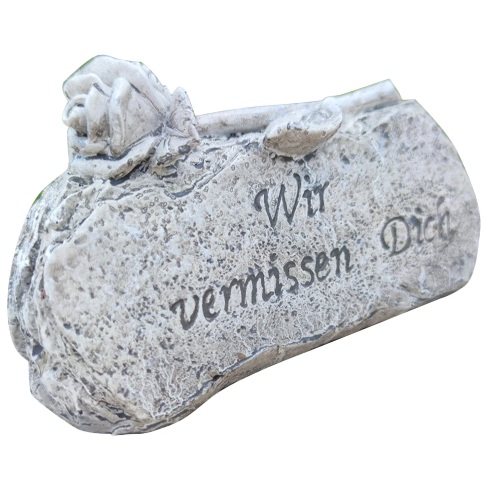 

Gray Rose Resin Tombstone Decor Memorial Stones for Graves Waterproof Durable Outdoor Garden Lawn Statue Sculpture