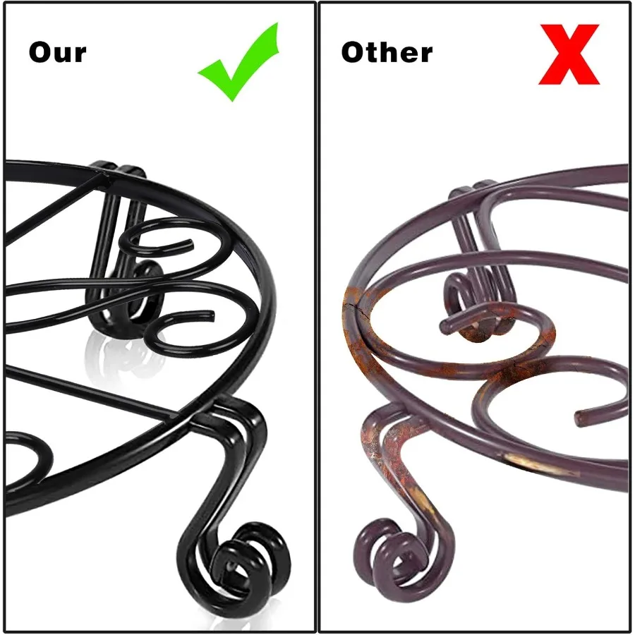 حامل نبات أسود لوعاء الزهور حامل بوعاء عالي التحمل للاستخدام الداخلي والخارجي حاوية حديقة حديدية مقاومة للصدأ معدنية مستديرة تدعم R #4