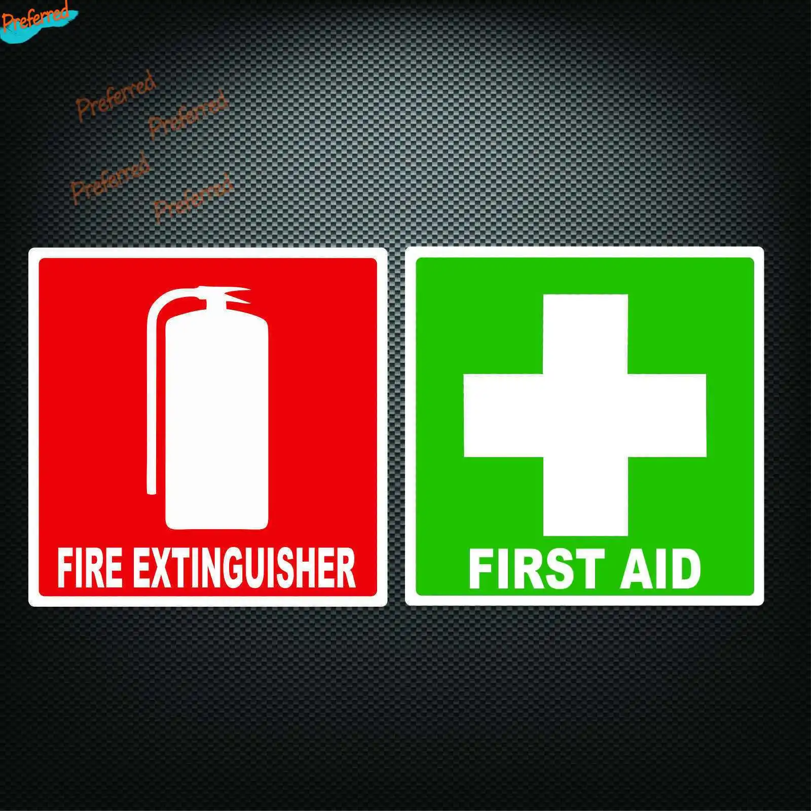 First Aid and Fire Extinguisher Decal Sticker Workplace Health Safety Truck Ute