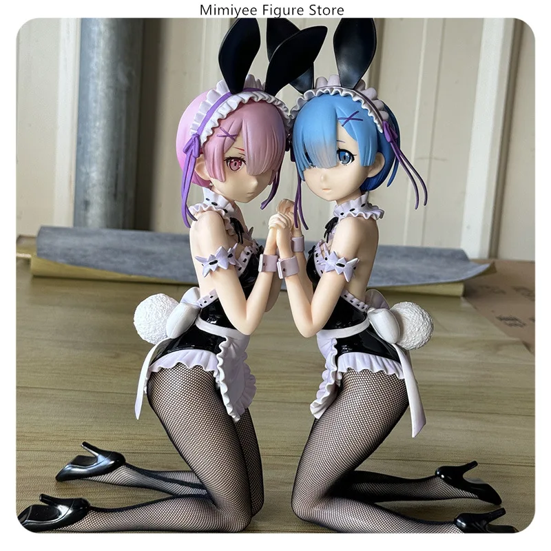 

31,5 см Re: Zero Rem Ram Twin Maid Bunny Girl, масштаб 1/4, поза на коленях, аниме, ПВХ фигурка, статуя, украшение для рабочего стола, подарок ​