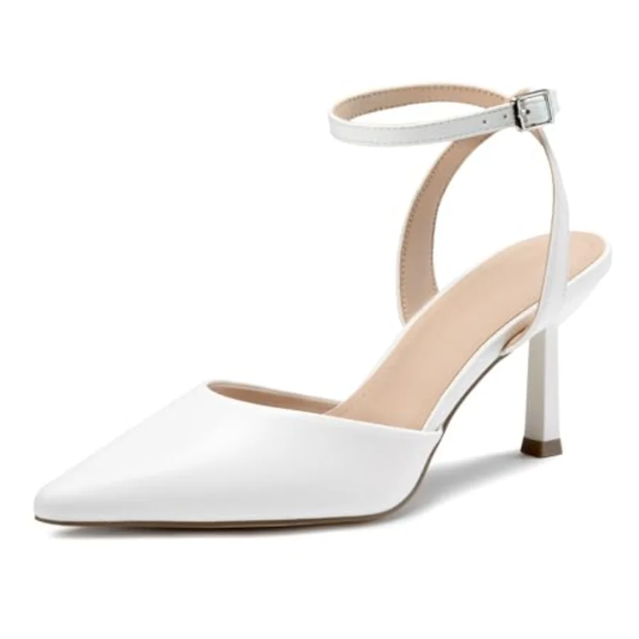 

Women's Closed Pointed Toe 3 Inch High Heels Ankle Strap Stiletto Heel Wedding Party Dress Pumps Shoes