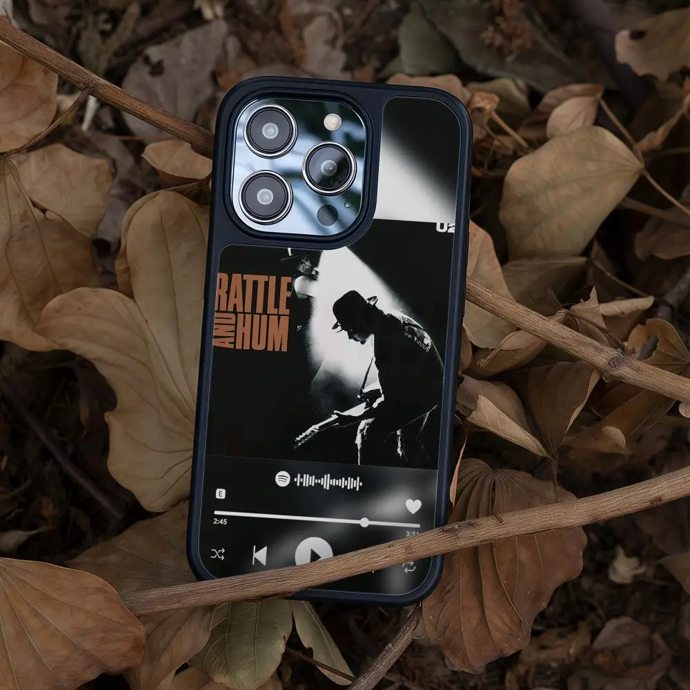 حافظة هاتف U-U2 لهاتف آيفون 17 16 15 14 13 12 برو ماكس بلس إطار أسود من ألياف الكربون الأكريليك غلاف صلب