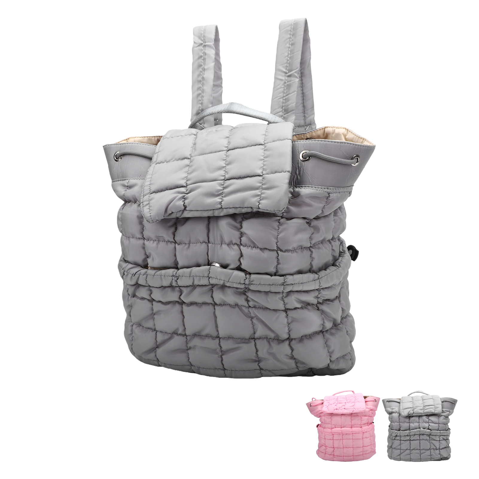 Puffy Drawstring Backpack Quilted Backpack Lightweight Soft Puffy Travel Backpack Large Backpack for Hiking Gym Travel