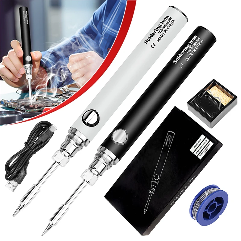 Electric Soldering Iron Portable Wireless Repair Welding Tools 5V 8W Powered Kit Rechargeable and Temperature Adjustment