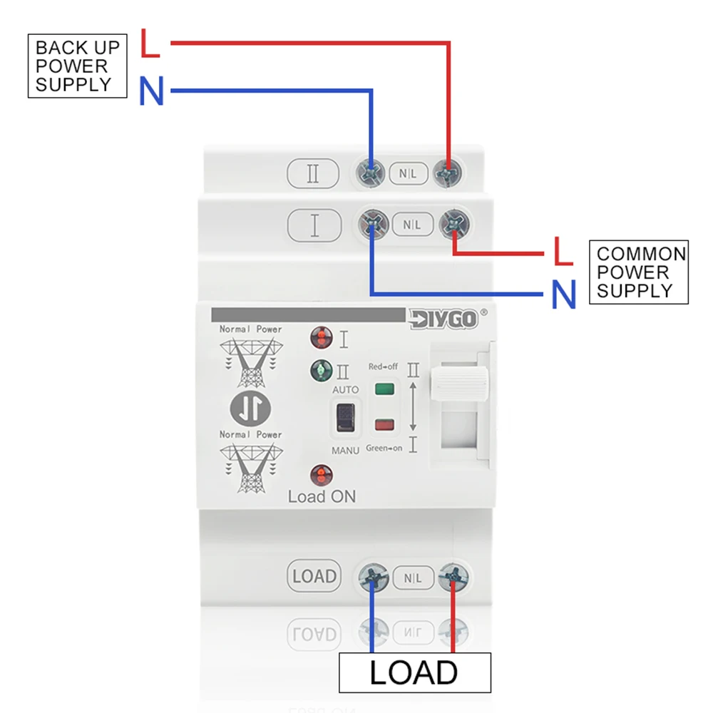DGLBD-80 ATS Automatic Transfer Switch PC Type Din Rail Dual Power 2P/4P Uninterrupted Electrical Selector Switches 80A 110/220V