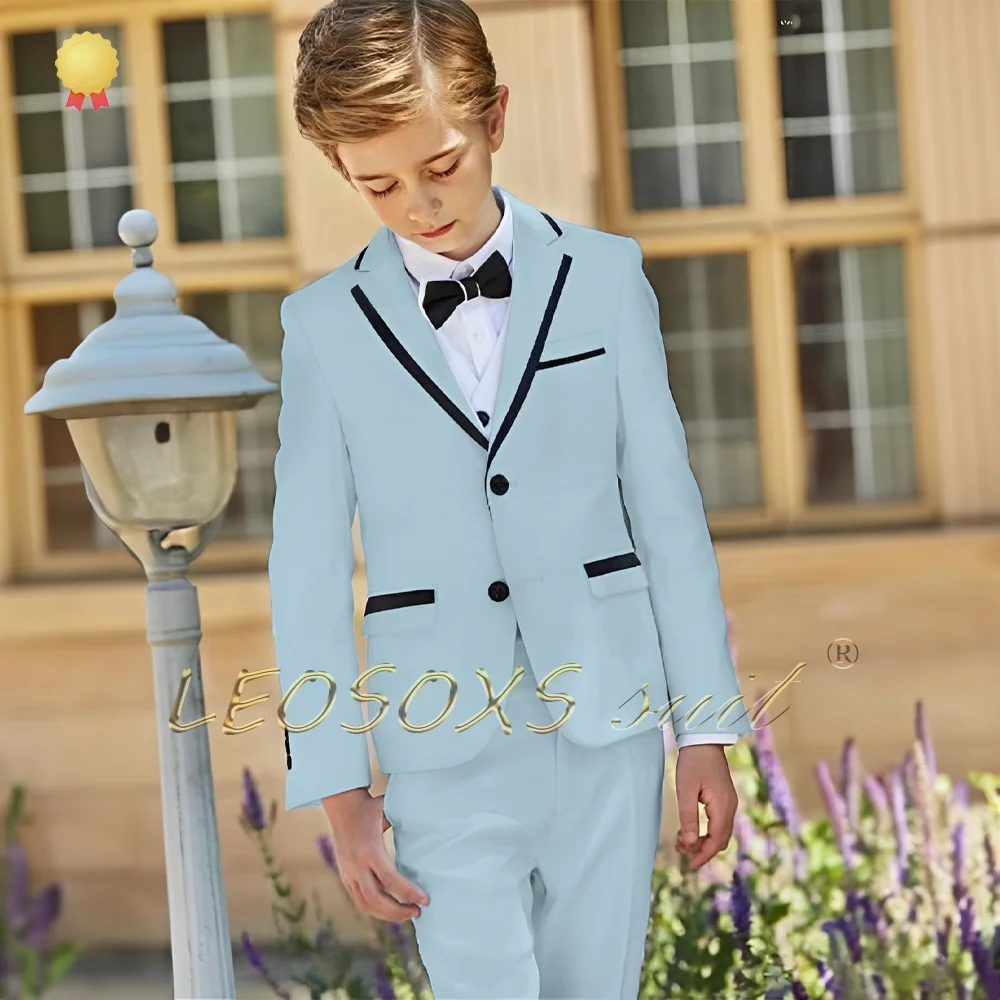 Boys fashion suit, black covered collar 2-piece set, boys 2-button jacket and trouser suit, children's dress for 2~16 years old