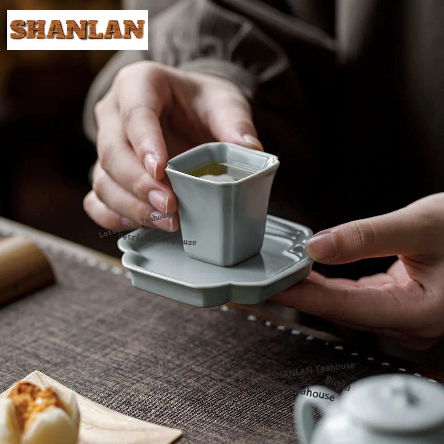 2 قطعة/الوحدة اليدوية Azure Ru فرن الخزف الوقايات القدح لوحة ل فنجان القهوة الصحن العزل الحراري المفارش حامل الكأس درينكوير #4